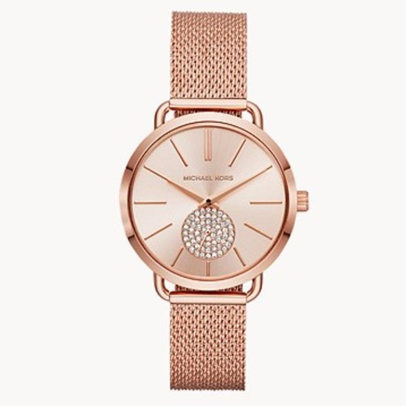 MICHAEL KORS PORTIA ROSE GOLD CRYSTALS WOMEN'S MK4598 WATCH - Picture 1 of 8